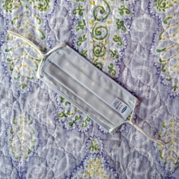 Cotton reusable adult face mask sky blue polka dots - Picture 2 of 2